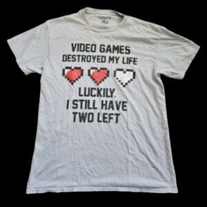 * WALNUT & 39th Gray Video Games Novelty Short Sleeved Tee Mens MEDIUM